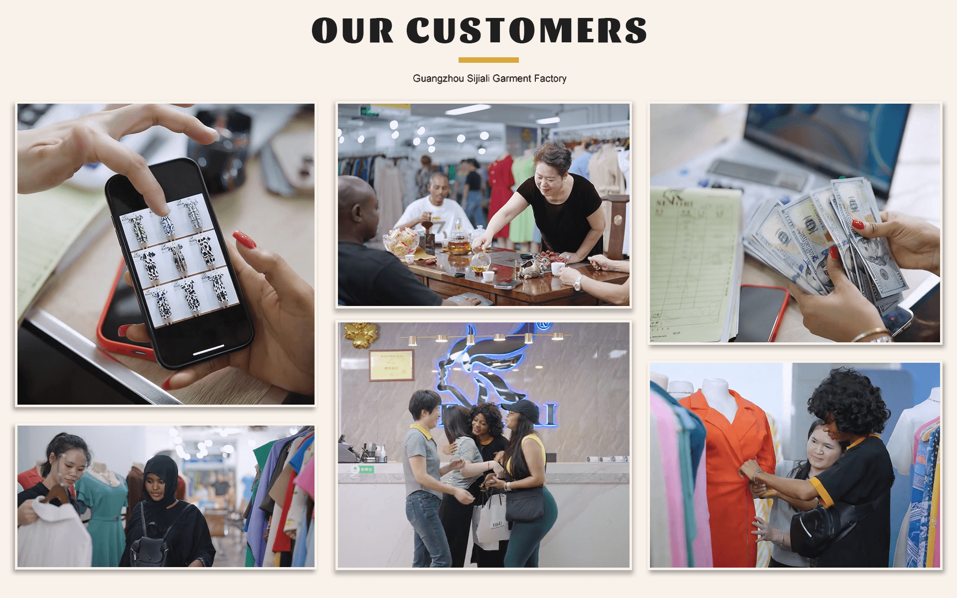 International SENORI customers selecting fashion styles and meeting the team