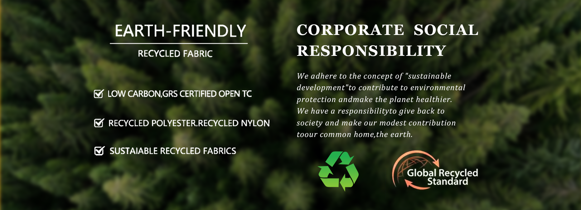 SENORI earth-friendly recycled fabric and corporate social responsibility commitments